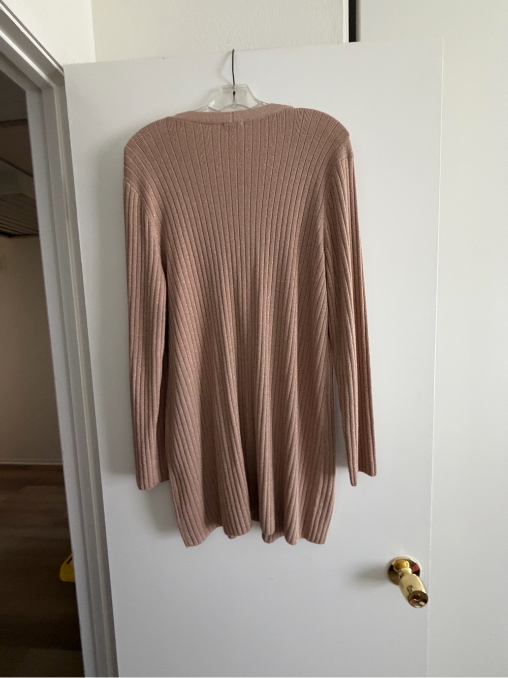 Talbots Ribbed Button-Front Cardigan Sweater Set - Tan - Picture 4 of 9